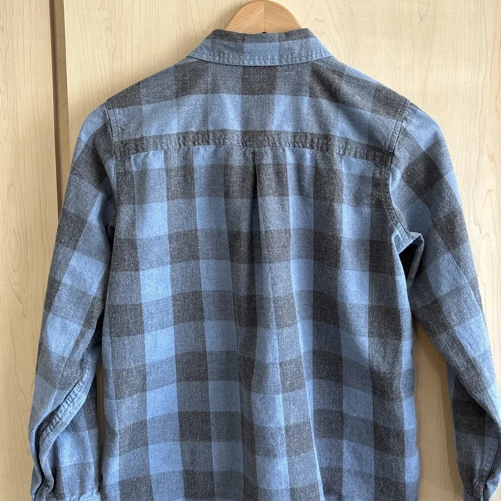 REI Coop Shirt Mens Small/Medium Blue Black Plaid‎ Organic Cotton Button Down